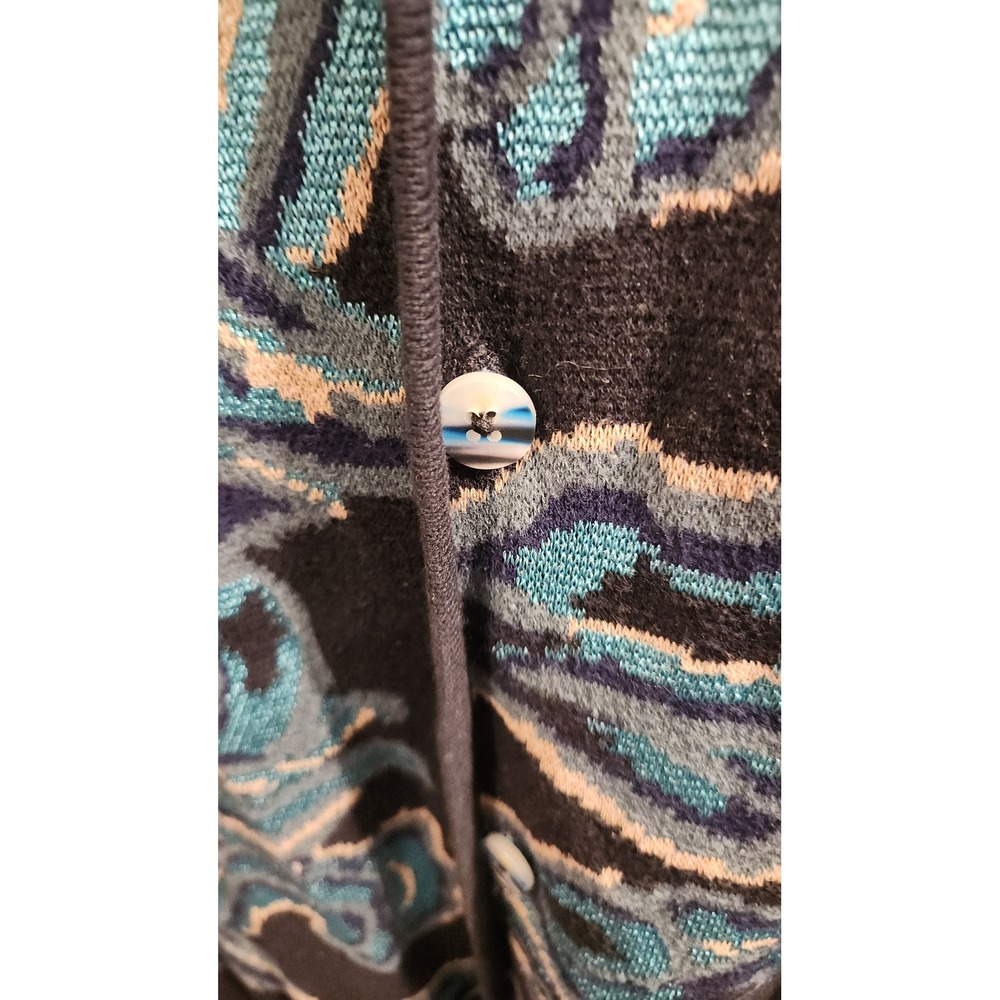 Scotch & Soda Amsterdam Mens Large Jacquard Knit Abstract Wave Camp Shirt Blue - Picture 2 of 6